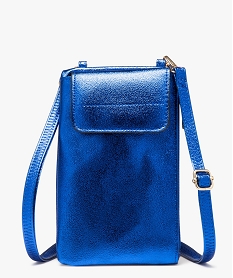 pochette femme zippee et metallisee a bandouliere amovible bleu porte-monnaie et portefeuillesD648701_1