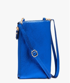 pochette femme zippee et metallisee a bandouliere amovible bleu standard porte-monnaie et portefeuillesD648701_2