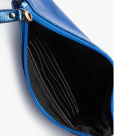 pochette femme zippee et metallisee a bandouliere amovible bleu standardD648701_3