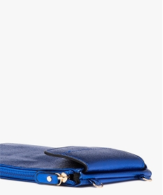 pochette femme zippee et metallisee a bandouliere amovible bleu porte-monnaie et portefeuillesD648701_4