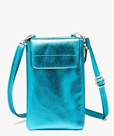 pochette femme zippee et metallisee a bandouliere amovible bleu porte-monnaie et portefeuillesD648801_1