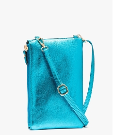 pochette femme zippee et metallisee a bandouliere amovible bleu porte-monnaie et portefeuillesD648801_2