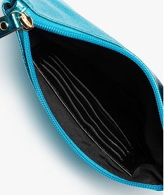 pochette femme zippee et metallisee a bandouliere amovible bleu porte-monnaie et portefeuillesD648801_3