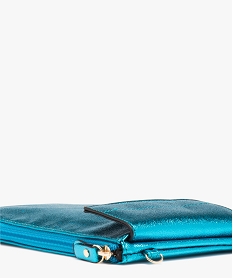 pochette femme zippee et metallisee a bandouliere amovible bleu porte-monnaie et portefeuillesD648801_4