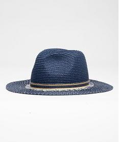 chapeau en paille de papier avec touches pailletees femme bleu standardD649401_1