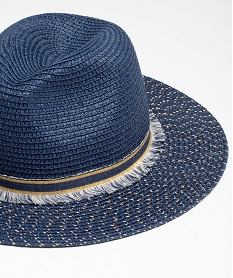 chapeau en paille de papier avec touches pailletees femme bleu standardD649401_2