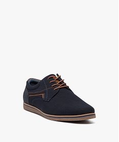 derbies homme dessus textile uni a lacets contrastes bleu chaussures de villeD650201_2