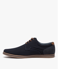 derbies homme dessus textile uni a lacets contrastes bleuD650201_3