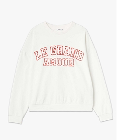 sweat femme oversize a message brode beige sweatsD651101_4