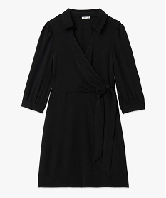 robe femme avec haut cache-coeur a manches 34 noir robesD651301_4