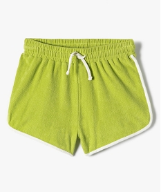 GEMO Short de plage fille en éponge avec finitions contrastantes vert standard