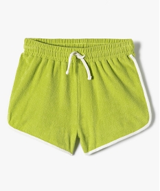 GEMO Short de plage fille en éponge avec finitions contrastantes Vert