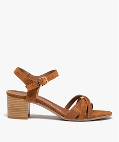 79TELEUI BEIGE SANDALE CAMEL:30383360732-Cuir vachette/Cuir vachette/Elastomere/Synthetique/