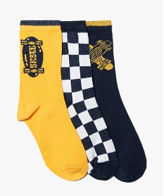 GEMO Chaussettes garçon tige haute motif skate (lot de 3) Jaune