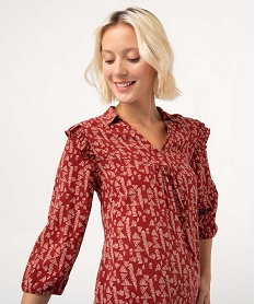 blouse femme a manches 34 avec volants sur les epaules imprimeD657501_2