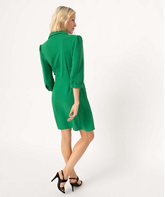 robe femme avec haut cache-coeur a manches 34 vert robesD659201_3