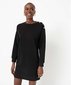 robe sweat femme avec boutons sur l’epaule noir robesD659301_1