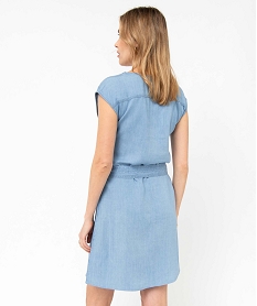 robe chemise femme sans manches en lyocell bleu robes chemisesD665601_3