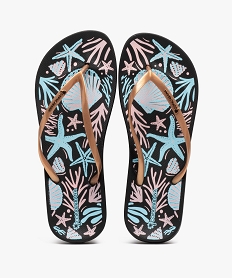 GEMO Tongs femme imprimées plage à brides irisées - Copacabana noir standard