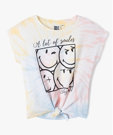 GEMO Tee-shirt fille à manches courtes avec motif Smiley - Smiley World Multicolore