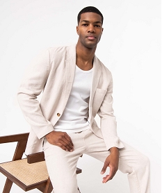 GEMO Veste de costume homme en lin mélangé beige standard