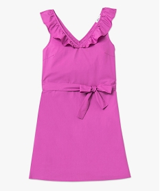 robe femme en coton avec volant sur le col violetD671901_4