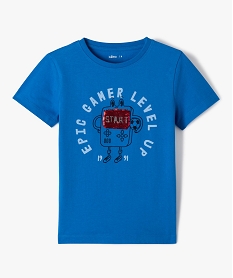 tee-shirt garcon a manches courtes avec motif estival bleu tee-shirtsD672301_1