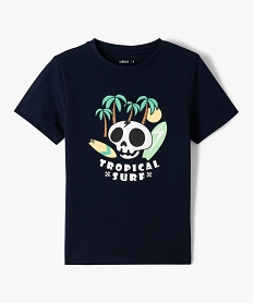 tee-shirt garcon a manches courtes avec motif sur le buste bleu tee-shirtsD672901_1