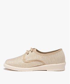 derbies confort femme dessus en toile brillante beige derbiesD673701_3