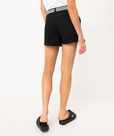 short femme en coton stretch avec ceinture tissee noir shortsD674301_3