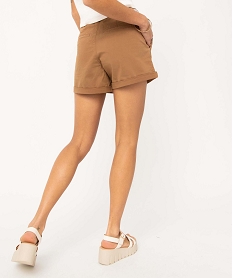 short femme en coton stretch avec ceinture tissee orange shortsD674401_3