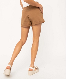 short femme en coton stretch avec ceinture tissee orangeD674401_3