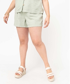 short femme grande taille ample en lin melange beige shortsD676101_1