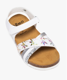 sandales fille a brides croisees irisees et a paillettes blanc standard sandales et nu-piedsD677501_4