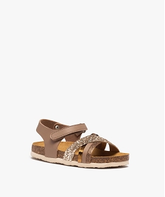 sandales fille a brides croisees irisees et a paillettes brun sandales et nu-piedsD677901_2
