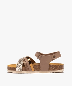 sandales fille a brides croisees irisees et a paillettes brun sandales et nu-piedsD677901_3