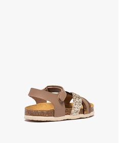 sandales fille a brides croisees irisees et a paillettes brun sandales et nu-piedsD677901_4