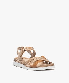 sandales fille avec brides a imprime irise imitation crocodile orange sandales et nu-piedsD678101_2