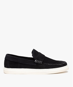 GEMO Mocassins homme dessus cuir retourné uni – Tanéo bleu chine