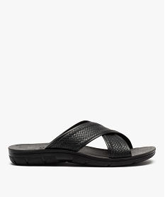 GEMO Mules homme confort à brides effet tressé noir vif