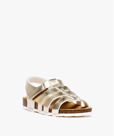 sandales fille brides unies effet metallise et fermeture a scratch multicolore sandales et nu-piedsD681001_2