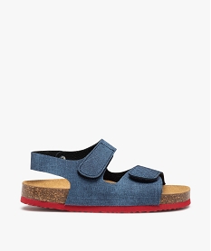 GEMO Sandales garçon en toile denim avec brides à scratch bleu standard