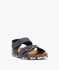 sandales garcon a semelle liege et brides unies bleu sandales et nu-piedsD682101_2