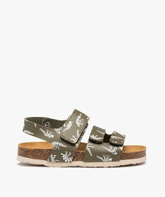 GEMO Sandales garçon avec brides en cuir triple scratch kaki standard