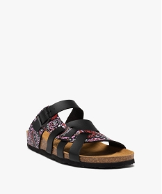 mules plates a brides scintillantes et semelle liege femme noir standard sandales plates et nu-piedsD682801_2