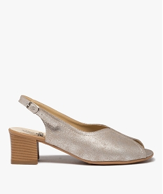 GEMO Sandales confort femme à talon dessus toile brillante dore