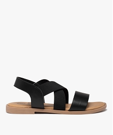 GEMO Sandales femme à talon plat et brides élastiques unies noir standard