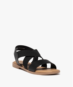 sandales femme a talon plat et brides elastiques unies noir standard sandales plates et nu-piedsD684001_2