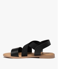 sandales femme a talon plat et brides elastiques unies noir sandales plates et nu-piedsD684001_3