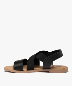 sandales femme a talon plat et brides elastiques unies noir standard sandales plates et nu-piedsD684001_3